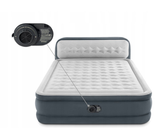 Матрац надувний INTEX 64448 з насосом 236 x 152 x 46 см, сірий