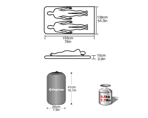 Двоспальний надувний матрац KING CAMP з ножним насосом