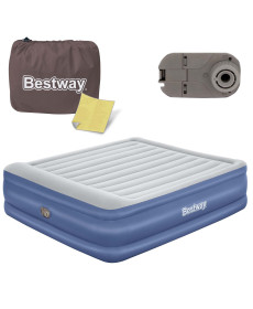 Матрац надувний Bestway 67692 з вбудованим електронасосом 203x193 см, синьо-сірий