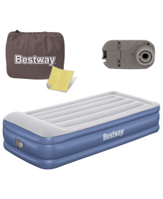 Матрац надувний Bestway 67628 з насосом 191x97 см, блакитно-сірий
