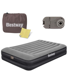 Матрац надувний Bestway 67403 з вбудованим насосом 203x152 см, чорно-сірий