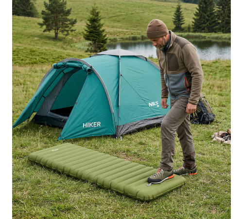 Матрац туристичний з вбудованим насосом NILS CAMP NC4402 190 х 63 х 10 см, зелений
