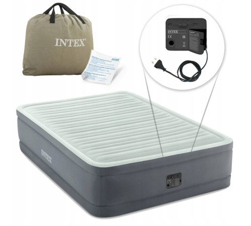 Матрац надувний INTEX 64904 191x137x46 см, сіро-бірюзовий Матрац надувний INTEX 64904 191x137x46 см, сіро-бірюзовий