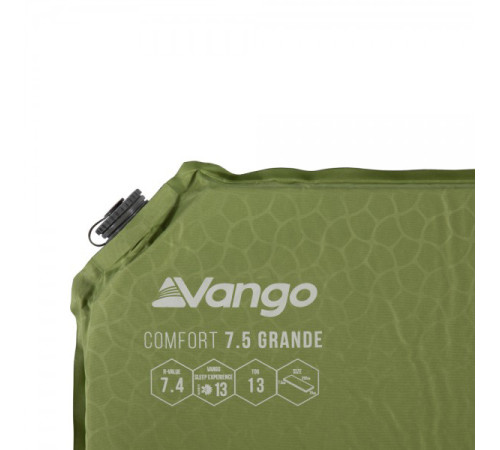Килимок самонадувний Vango Comfort 7.5 Grande Herbal SMQCOMFORH09M1K, 200 x 76 x 7,5 см - зелений Килимок самонадувний Vango Comfort 7.5 Grande Herbal SMQCOMFORH09M1K, 200 x 76 x 7,5 см - зелений