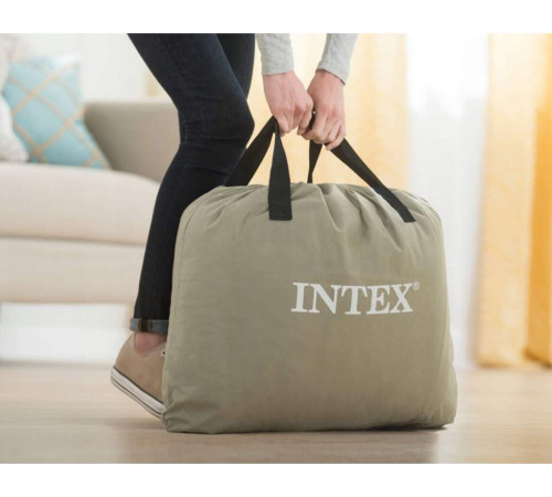 Матрац надувний INTEX 64164 з вбудованим електронасосом 203x152x51 см, бежевий
