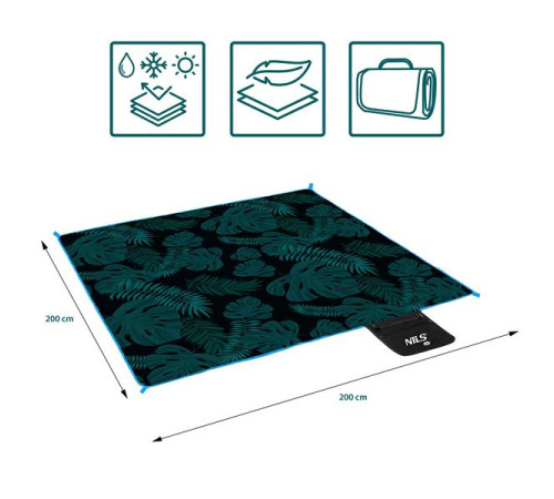 Килимок для пікніка NILS CAMP NC2222 200 х 200 см, чорно-зелений