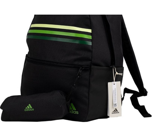 Шкільний міський спортивний рюкзак Adidas Classic Horizontal 3-Stripes чорно-зелений HY0743 Шкільний міський спортивний рюкзак Adidas Classic Horizontal 3-Stripes чорно-зелений HY0743