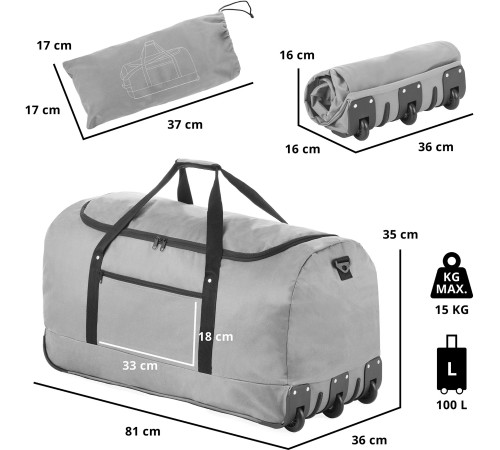 Сумка дорожня на колесах TravelZ Wheelbag 100 Liter Grey (603092)