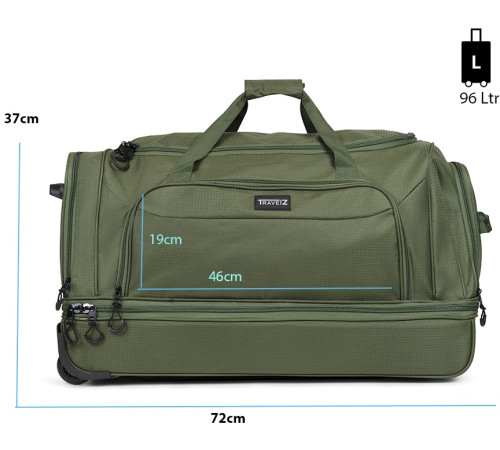 Сумка дорожня на колесах TravelZ Wheelbag Doubleloader green 96L (603099) Сумка дорожня на колесах TravelZ Wheelbag Doubleloader green 96L (603099)