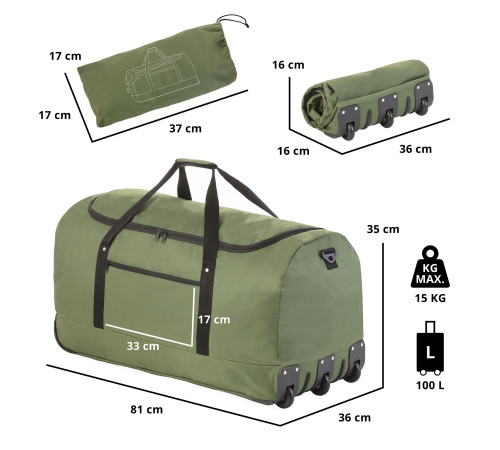 Сумка дорожня на колесах TravelZ Wheelbag 100 Liter Green (603095)