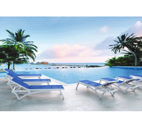 Шезлонг Siesta Pacific, біло-блакитний Шезлонг Siesta Pacific, біло-блакитний