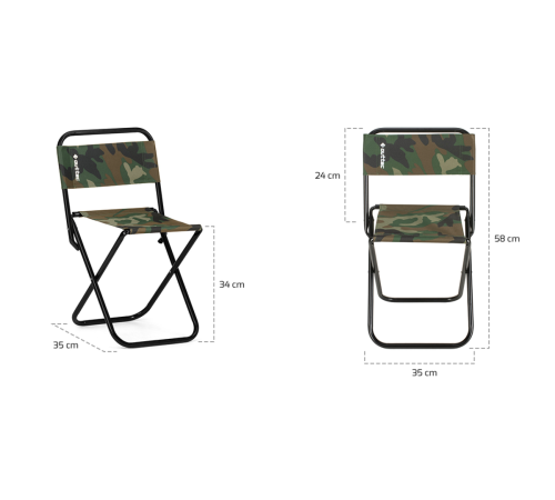 Стілець туристичний Outtec Moro складаний зі спинкою камуфляж