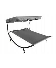 Лежак садовий з регульованим навісом Aga MR4251, двомісний, сірий