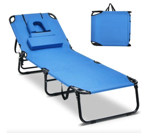 Шезлонг Costway Hanna, блакитний Шезлонг Costway Hanna, блакитний