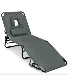 Шезлонг Costway Hanna, 74 х 64 х 15-36 см - сірий