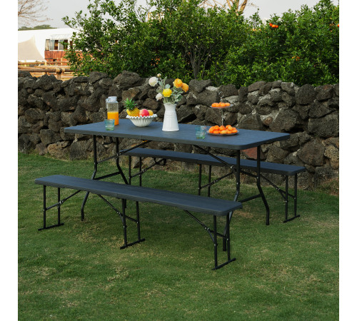 Лавка розкладна NILS CAMP NC3404, 183 х 28 х 43 см, чорна