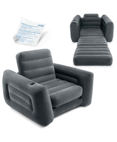 Крісло надувне Intex 66551, 224 х 117 х 66 см - сіре