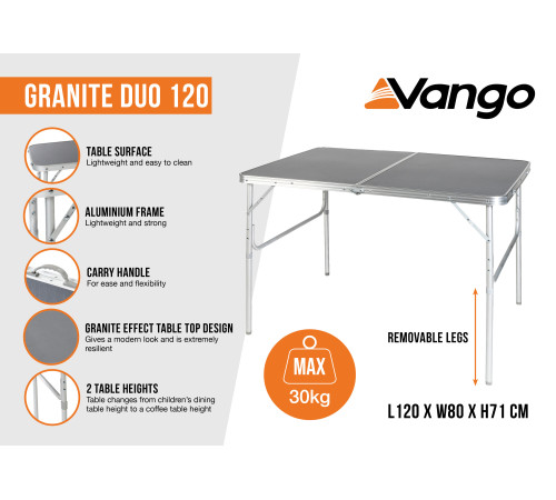 Стіл кемпінговий Vango Granite Duo 120 Table Excalibur (TBNGRANITE27086)