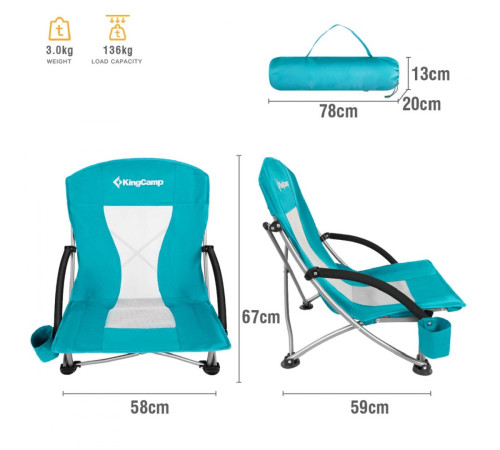 Розкладне крісло для кемпінгу KING CAMP Light Blue - низьке Розкладне крісло для кемпінгу KING CAMP Light Blue - низьке