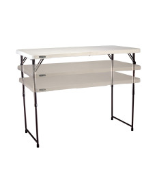 Стіл розкладний Lifetime 4428 з регулюванням висоти, 122 х 60,9 х 60,9 см - білий