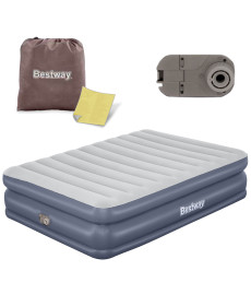 Матрац надувний Bestway 67925 з вбудованим електронасосом 203x152 см, синьо-сірий