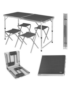 Стіл розкладний NILS CAMP NC1633 з 4 стільцями, темно-сірий