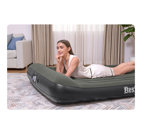 Матрац надувний Bestway 67930 з електронасосом 203x152 см, чорно-сірий