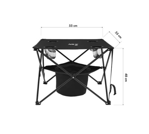 Стіл розкладний NILS CAMP NC3304 з 2 стільцями, чорний