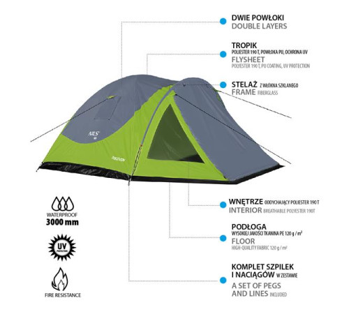 NC6006 ЗЕЛЕНО-СІРИЙ КЕМПІНГОВИЙ НАМЕТ DISCOVERY NILS CAMP