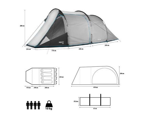 NC6023 СІРА КЕМПІНГОВА НАМЕТКА SKYLAND NILS CAMP