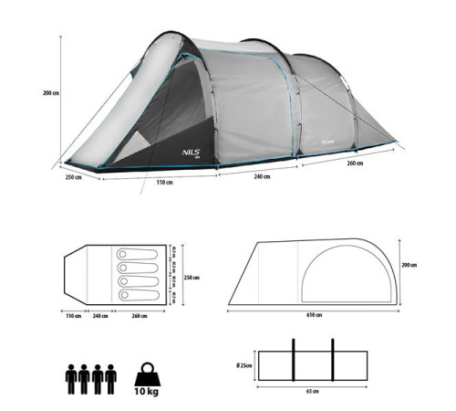 NC6023 СІРА КЕМПІНГОВА НАМЕТКА SKYLAND NILS CAMP