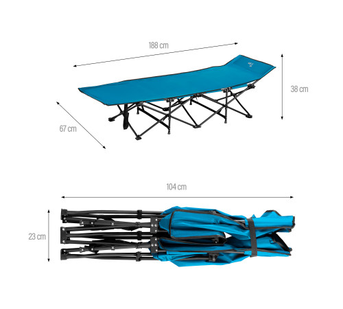 Ліжко кемпінгове NILS CAMP NC2701 188 х 67 х 38 см, синє