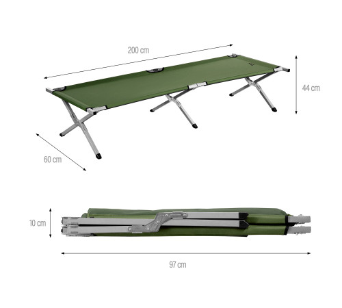 Ліжко кемпінгове NILS CAMP NC2756 200 х 60 х 44 см, зелене