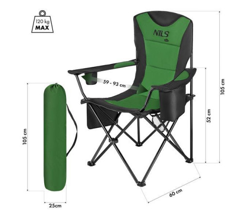 Крісло для кемпінгу NILS CAMP NC3501, хакі