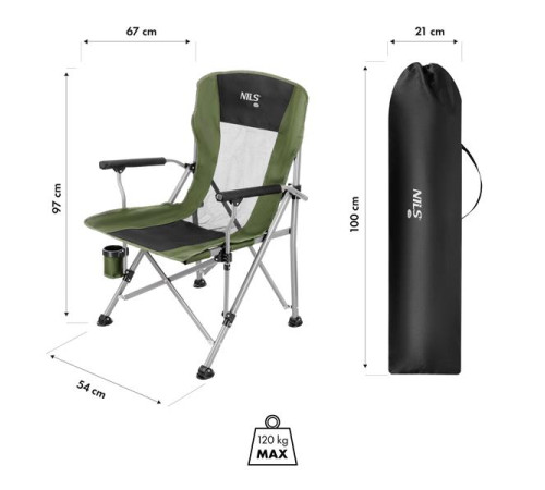 Крісло для кемпінгу NILS CAMP NC3701, зелене
