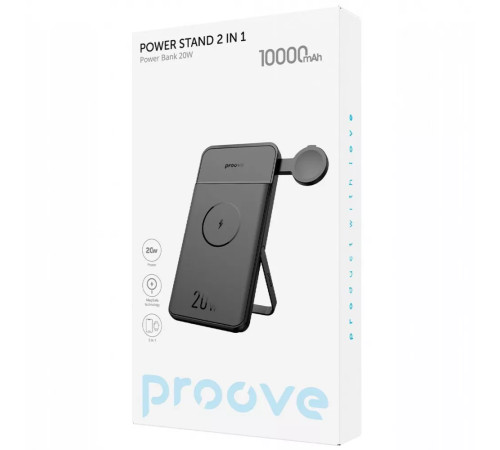 Повербанк бездротовий 2-в-1 Proove Power Stand 20W 10000mAh, чорний Повербанк бездротовий 2-в-1 Proove Power Stand 20W 10000mAh, чорний