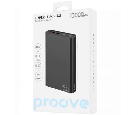 Повербанк Proove Hyper Flux Plus 22.5W 10000 mAh, чорний Повербанк Proove Hyper Flux Plus 22.5W 10000 mAh, чорний