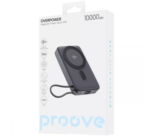 Повербанк Proove OverPower 35W 10000 mAh Qi2, сірий Повербанк Proove OverPower 35W 10000 mAh Qi2, сірий
