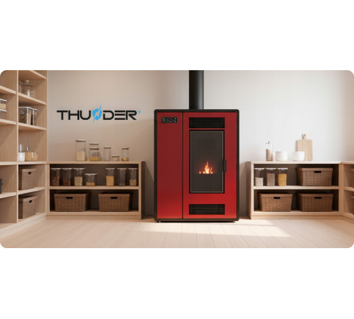 Пелетна піч-камін THUNDER ARIA RED 12 кВт