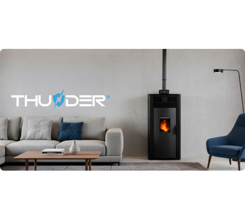 Пелетна піч-камін THUNDER GAREN BLACK 15 кВт