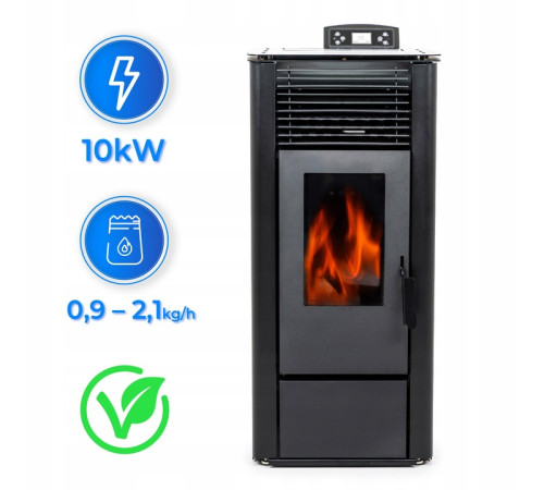 Пелетна піч-камін THUNDER KARMEN BLACK 10 кВт