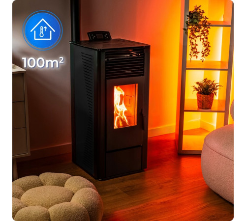 Пелетна піч-камін THUNDER KARMEN BLACK 10 кВт