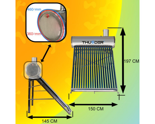 Сонячний колектор безнапірний THUNDER з баком 200л