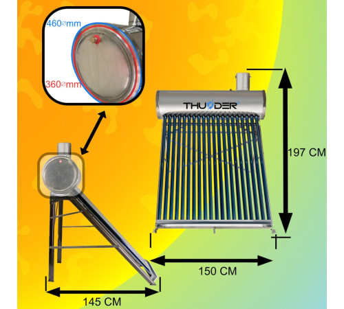 Сонячний колектор безнапірний THUNDER з баком 200л