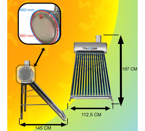 Сонячний колектор безнапірний THUNDER з баком 150л
