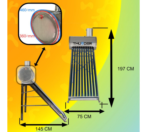 Сонячний колектор безнапірний THUNDER з баком 100л