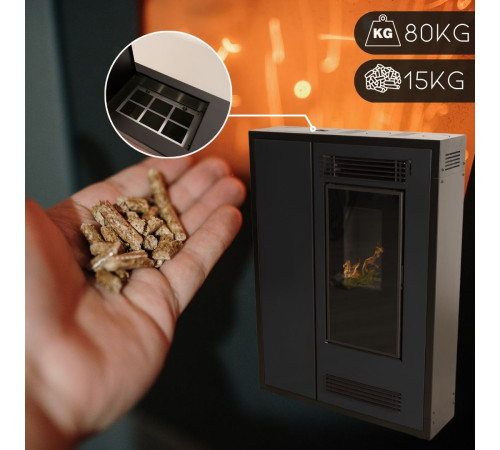 Пелетна піч-камін Thunder Aria Black 7,5 кВт Пелетна піч-камін Thunder Aria Black 7,5 кВт