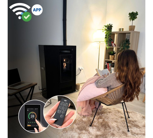 Пелетна піч-камін Thunder Aria Black 7,5 кВт Пелетна піч-камін Thunder Aria Black 7,5 кВт