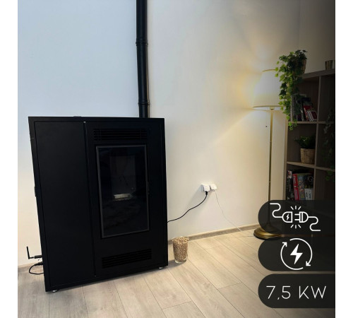 Пелетна піч-камін Thunder Aria Black 7,5 кВт Пелетна піч-камін Thunder Aria Black 7,5 кВт