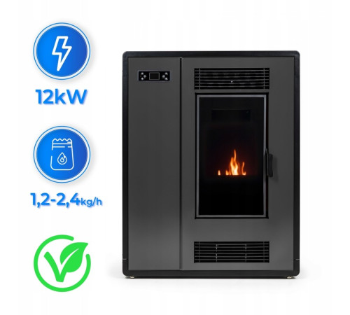 Пелетна піч-камін ARIA BLACK 12 кВт